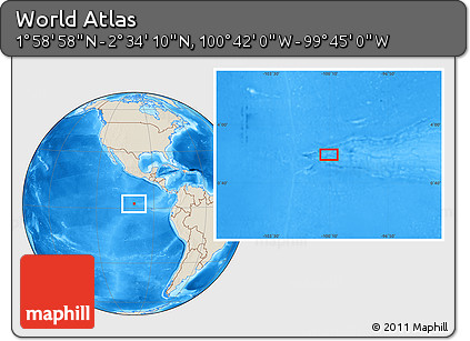 Shaded Relief Location Map of the Area around 2° 16' 34" N, 100° 13' 29" W