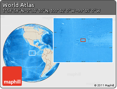 Shaded Relief Location Map of the Area around 2° 16' 34" N, 100° 13' 29" W