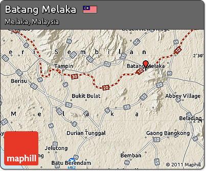Shaded Relief Map of Batang Melaka