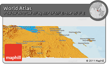 Political Panoramic Map of the Area around 2° 16' 34" N, 103° 46' 30" E