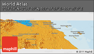 Political Panoramic Map of the Area around 2° 16' 34" N, 103° 46' 30" E
