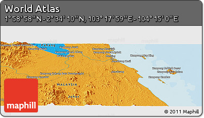 Political Panoramic Map of the Area around 2° 16' 34" N, 103° 46' 30" E
