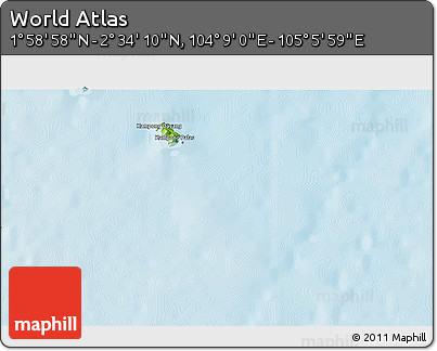 Physical 3D Map of the Area around 2° 16' 34" N, 104° 37' 30" E
