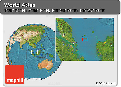 Satellite Location Map of the Area around 2° 16' 34" N, 106° 19' 29" E