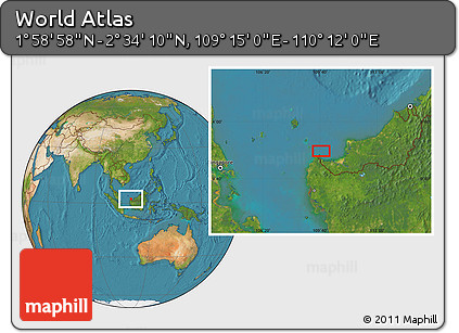 Satellite Location Map of the Area around 2° 16' 34" N, 109° 43' 29" E