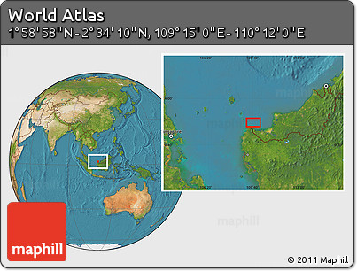 Satellite Location Map of the Area around 2° 16' 34" N, 109° 43' 29" E