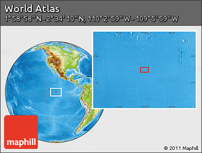 Physical Location Map of the Area around 2° 16' 34" N, 109° 34' 29" W