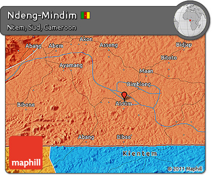 Political 3D Map of Ndeng-Mindim