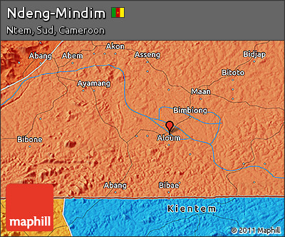 Political 3D Map of Ndeng-Mindim
