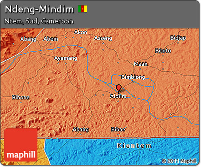 Political 3D Map of Ndeng-Mindim