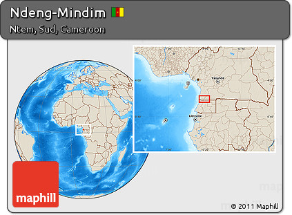 Shaded Relief Location Map of Ndeng-Mindim
