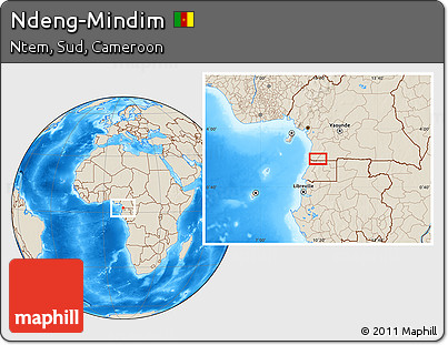 Shaded Relief Location Map of Ndeng-Mindim