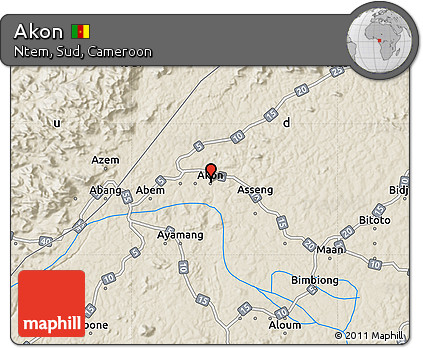 Shaded Relief Map of Akon