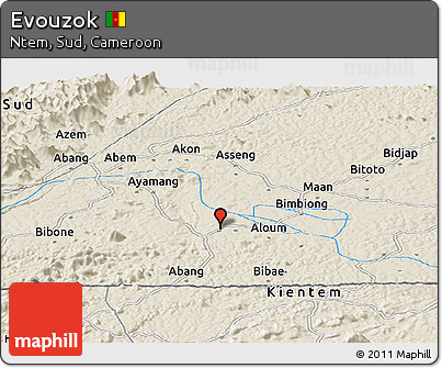Shaded Relief Panoramic Map of Evouzok