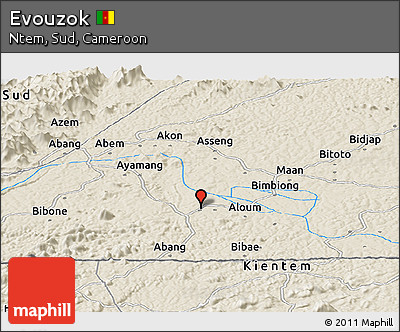 Shaded Relief Panoramic Map of Evouzok