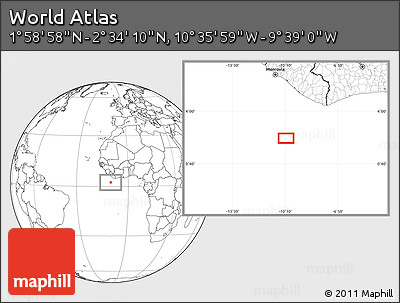 Blank Location Map of the Area around 2° 16' 34" N, 10° 7' 30" W