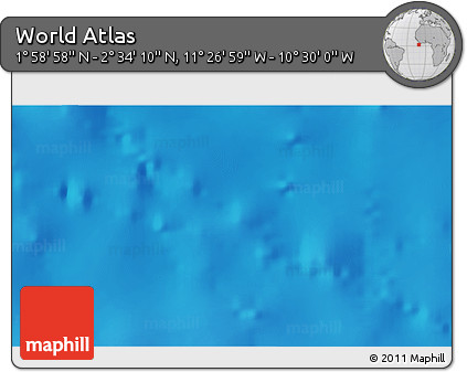 Physical 3D Map of the Area around 2° 16' 34" N, 10° 58' 29" W