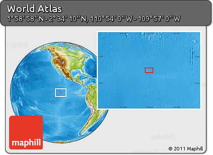 Physical Location Map of the Area around 2° 16' 34" N, 110° 25' 30" W