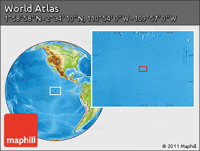 Physical Location Map of the Area around 2° 16' 34" N, 110° 25' 30" W