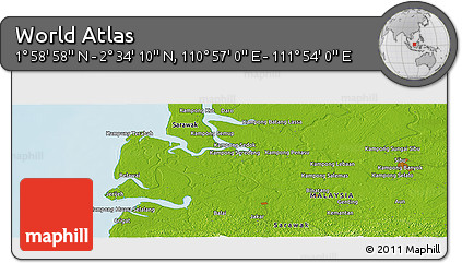 Physical Panoramic Map of the Area around 2° 16' 34" N, 111° 25' 30" E
