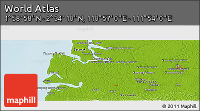 Physical Panoramic Map of the Area around 2° 16' 34" N, 111° 25' 30" E