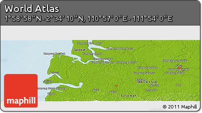Physical Panoramic Map of the Area around 2° 16' 34" N, 111° 25' 30" E