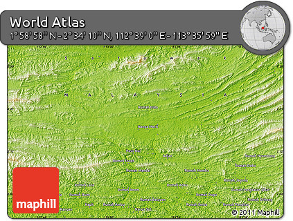 Physical Map of the Area around 2° 16' 34" N, 113° 7' 30" E
