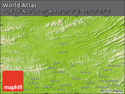 Physical Map of the Area around 2° 16' 34" N, 113° 7' 30" E