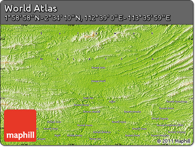 Physical Map of the Area around 2° 16' 34" N, 113° 7' 30" E