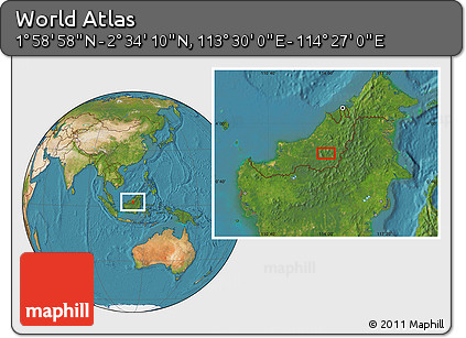 Satellite Location Map of the Area around 2° 16' 34" N, 113° 58' 29" E