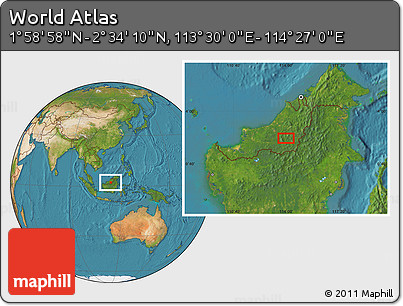 Satellite Location Map of the Area around 2° 16' 34" N, 113° 58' 29" E