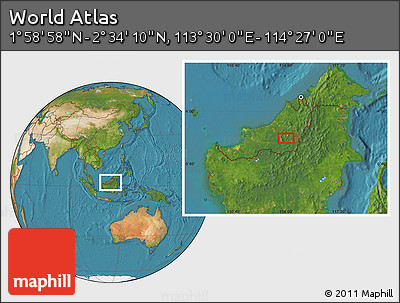 Satellite Location Map of the Area around 2° 16' 34" N, 113° 58' 29" E