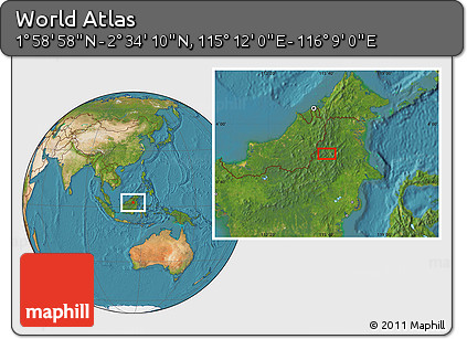 Satellite Location Map of the Area around 2° 16' 34" N, 115° 40' 30" E