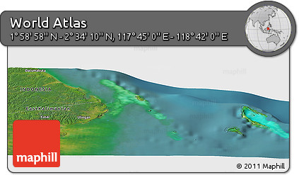 Satellite Panoramic Map of the Area around 2° 16' 34" N, 118° 13' 29" E