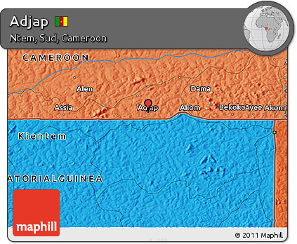Political 3D Map of Adjap