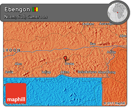 Political 3D Map of Ebengon