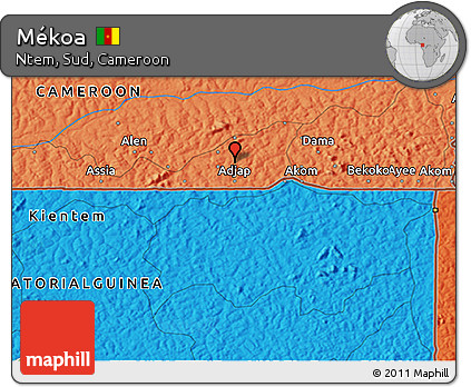 Political 3D Map of Mékoa