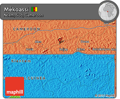 Political 3D Map of Mékoassi