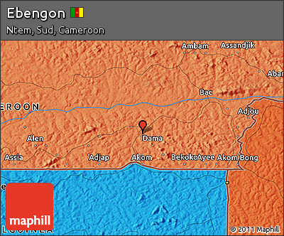 Political 3D Map of Ebengon