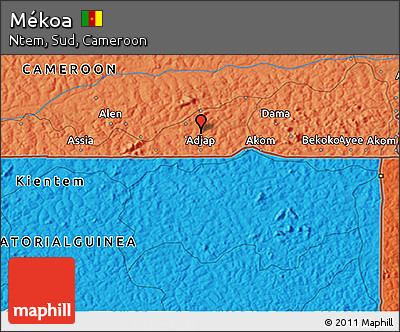 Political 3D Map of Mékoa