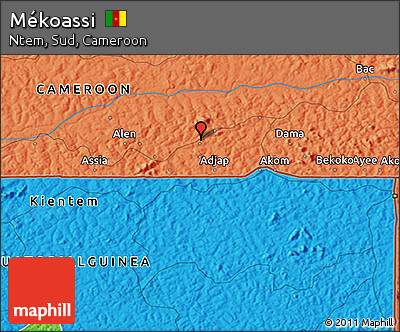 Political 3D Map of Mékoassi