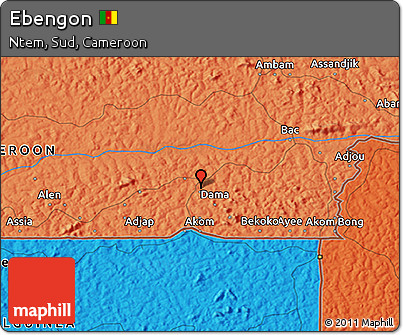 Political 3D Map of Ebengon