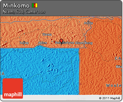 Political 3D Map of Minkomo