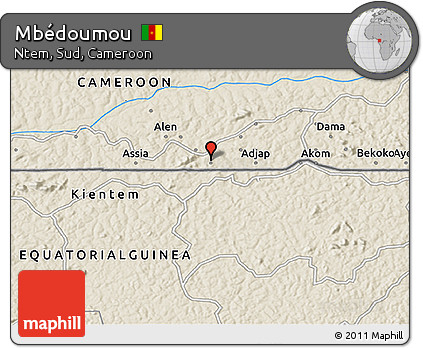 Shaded Relief 3D Map of Mbédoumou
