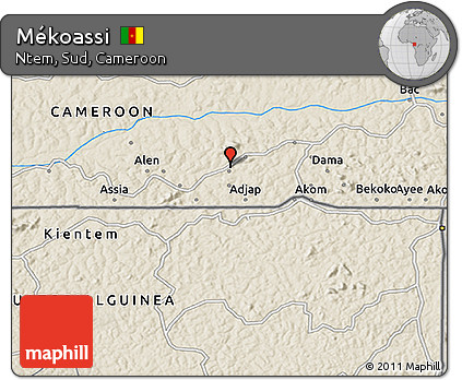 Shaded Relief 3D Map of Mékoassi