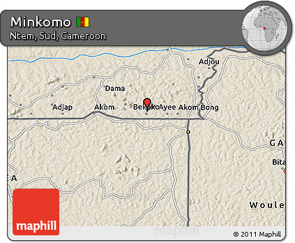 Shaded Relief 3D Map of Minkomo