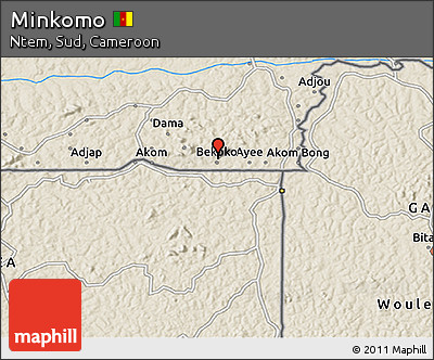 Shaded Relief 3D Map of Minkomo