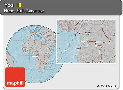 Gray Location Map of Yos, hill shading