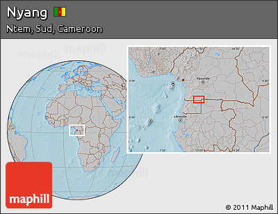 Gray Location Map of Nyang, hill shading