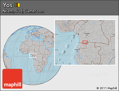 Gray Location Map of Yos, hill shading